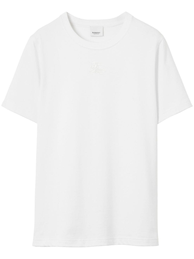 Shop Burberry Equestrian Knight-motif Cotton T-shirt In White