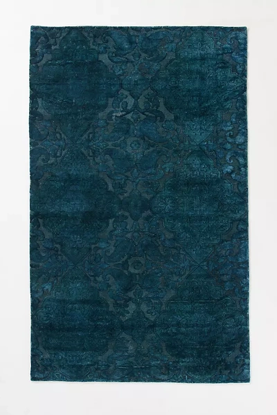 Shop Anthropologie Hand-knotted Amore Rug By  In Blue Size 2.5x9