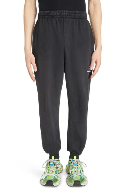 Shop Balenciaga Dirty Cotton Molleton Sweatpants In Washed Black/ White