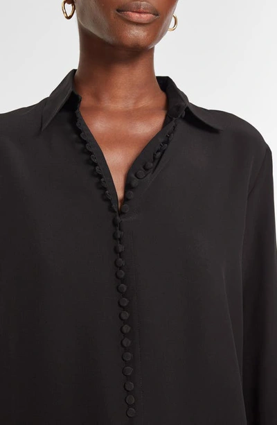 Shop Club Monaco Helek Covered Button Silk Shirt In Black