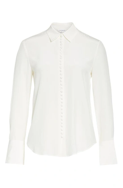 Shop Club Monaco Helek Covered Button Silk Shirt In Blanc De Blanc