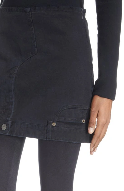 Shop Balenciaga Upside Down Denim Miniskirt In Peach Pitch Black