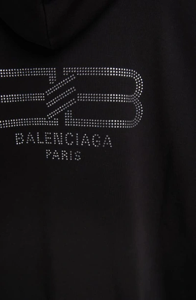 Shop Balenciaga Gender Inclusive Beaded Back Logo Oversize Hoodie In Washed Black