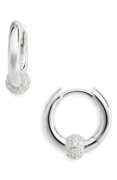 Shop Argento Vivo Cubic Zirconia Ball Huggie Earrings In Silver