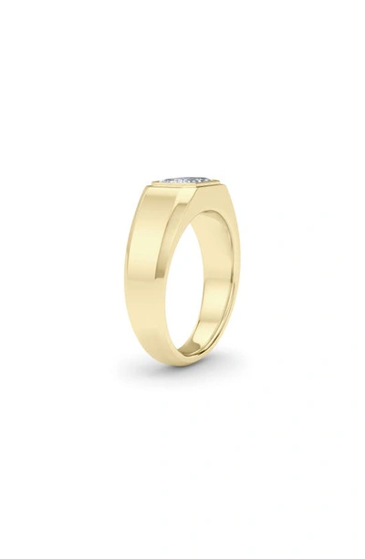Shop Hautecarat Emerald Cut Lab Created Diamond Signet Ring In 18k Yellow Gold