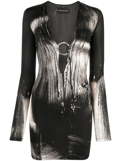 Shop Louisa Ballou Helios Painted Mini Dress - Women's - Spandex/elastane/viscose In Black