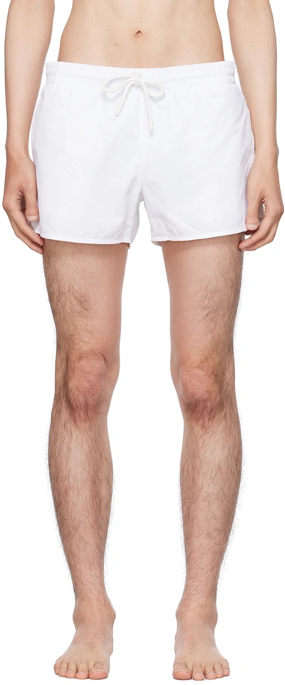 Shop Commas White Short Length Swim Shorts
