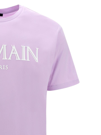 Shop Balmain T-shirts In Lilas Clair/blanc