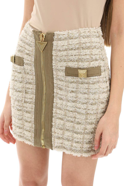 Shop Balmain Tweed Mini Skirt In Multicolor