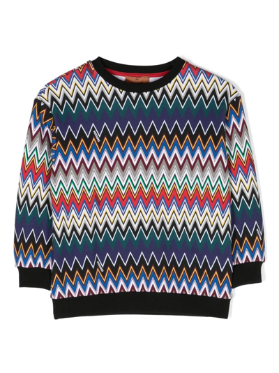 Shop Missoni Multicolour Zigzag Cotton Sweatshirt In Black