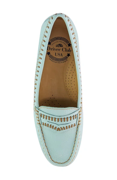 Shop Driver Club Usa Maple Ave Penny Loafer In Aqua Tumbled/ Contrast Stitch