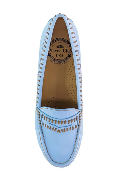 Shop Driver Club Usa Maple Ave Penny Loafer In Baby Blue Nubuck/ Contrast
