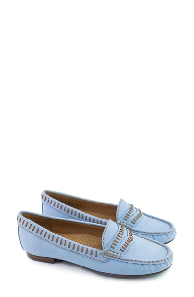 Shop Driver Club Usa Maple Ave Penny Loafer In Baby Blue Nubuck/ Contrast