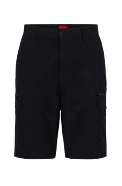 Shop Hugo Regular-fit Cargo Shorts In Recycled Material In Black