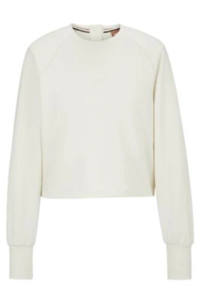Shop Hugo Boss Crew-neck Sweatshirt With Tonal Logo In White