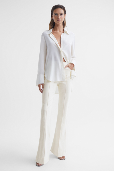 Shop Reiss Florence - Cream Petite High Rise Flared Trousers, Us 10