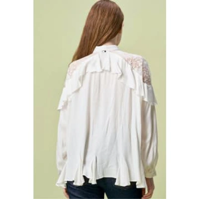 Shop High Bourgeois Frill Blouse With Lace Shoulders