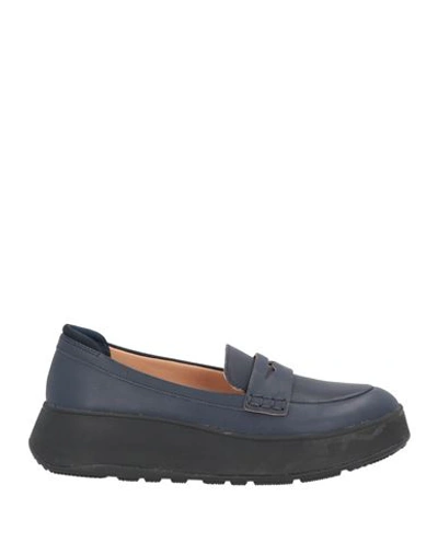 Fitflop Woman Loafers Midnight Blue Size 7.5 Soft Leather In Blue
