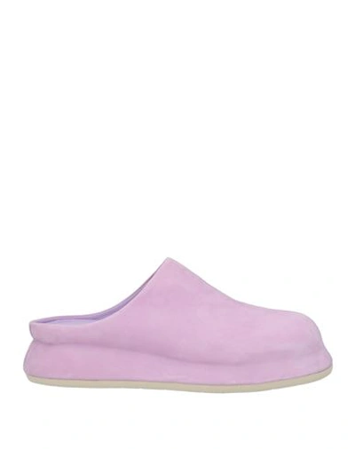 Shop Jacquemus Man Mules & Clogs Lilac Size 7 Soft Leather In Purple