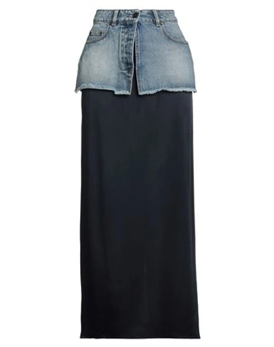 Shop Semicouture Woman Denim Skirt Blue Size 27 Cotton, Acetate, Viscose