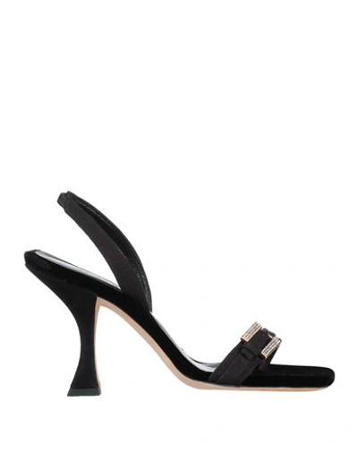 By Far Woman Toe Strap Sandals Black Size 9 Textile Fibers In Black