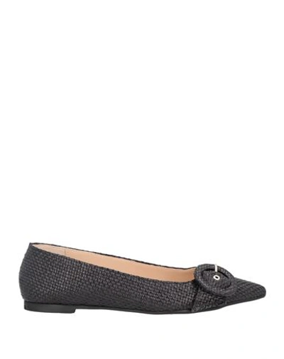 Giulia Neri Woman Ballet Flats Black Size 10 Textile Fibers In Black