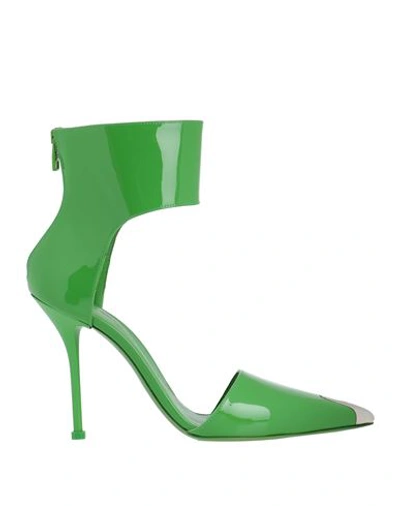 Shop Alexander Mcqueen Woman Pumps Green Size 10 Soft Leather