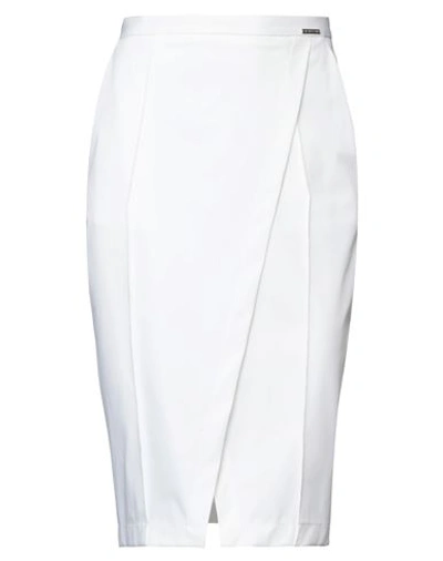 Shop Elisabetta Franchi Woman Midi Skirt White Size 4 Polyester, Elastane