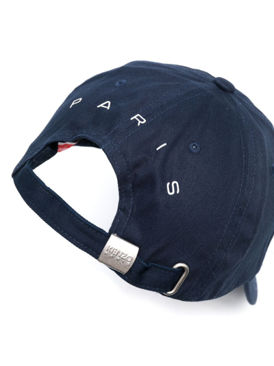 Shop Kenzo Logo-print Cotton Baseball Cap In Blue