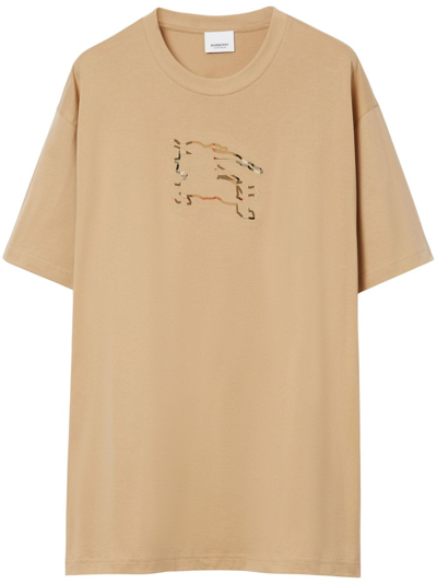 Shop Burberry Equestrian Knight-motif Cotton T-shirt In Neutrals
