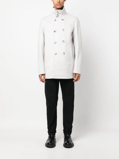 Herno Light Grey Wool Blend Coat In Grey