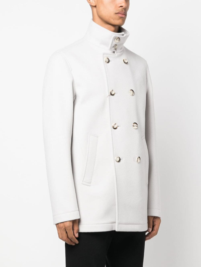 Herno Light Grey Wool Blend Coat In Grey