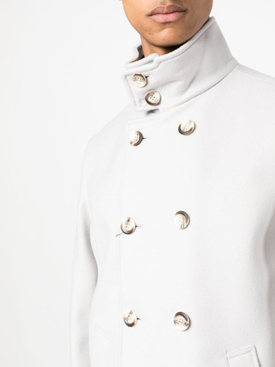 Herno Light Grey Wool Blend Coat In Grey