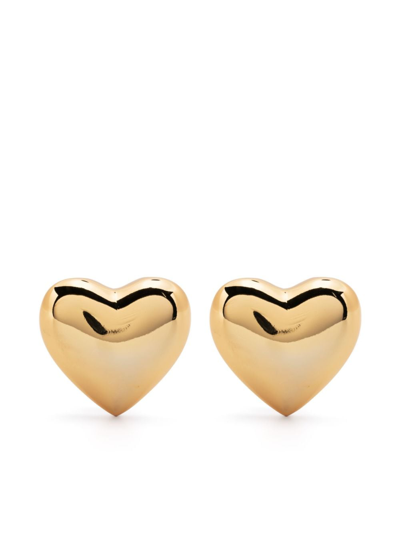 Shop Moschino Heart-cut Earrings In Gold