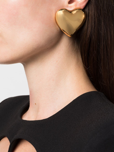 Shop Moschino Heart-cut Earrings In Gold