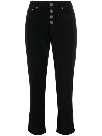 Shop Dondup Koons Button-fly Cropped Trousers In Black