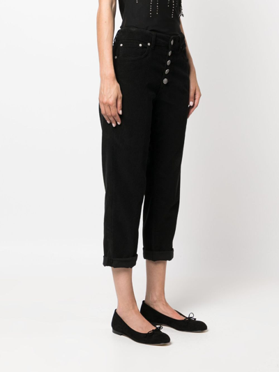 Shop Dondup Koons Button-fly Cropped Trousers In Black