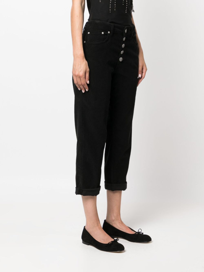 Dondup Koons Button-fly Cropped Trousers In Black