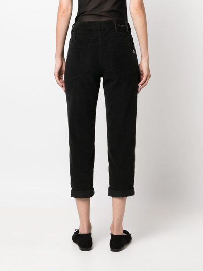 Shop Dondup Koons Button-fly Cropped Trousers In Black