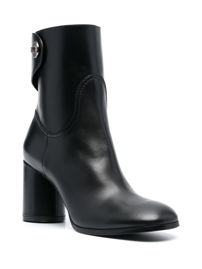 Casadei 90mm Block-heel Leather Boots In Black