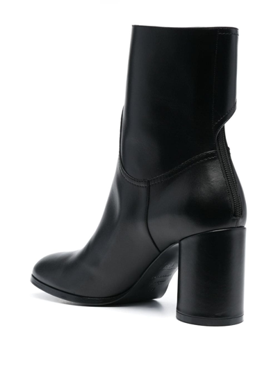 Casadei 90mm Block-heel Leather Boots In Black