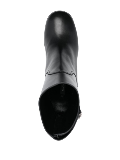Casadei 90mm Block-heel Leather Boots In Black