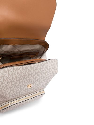 Shop Michael Michael Kors Monogram-pattern Logo-buckle Backpack In Neutrals