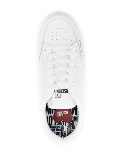 Shop Love Moschino Low-top Leather Sneakers In White