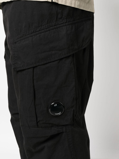 Shop C.p. Company Straight-leg Cotton Cargo Trousers In Black
