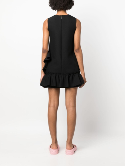 Shop Msgm Ruffled Sleeveless Minidress In Black