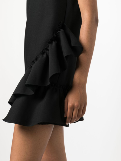 Shop Msgm Ruffled Sleeveless Minidress In Black