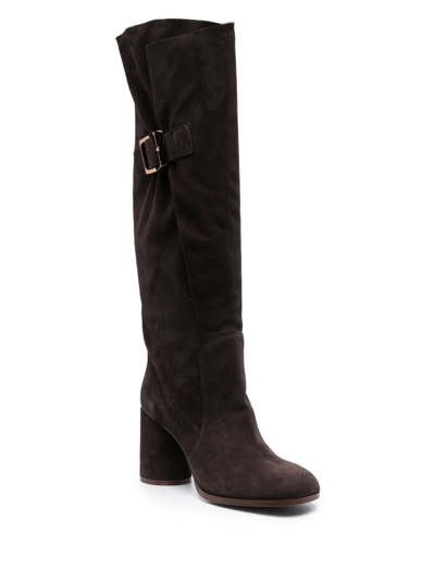 Shop Casadei Cleo Kate 85mm Suede Boots In Brown