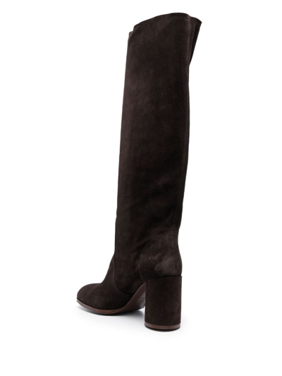Shop Casadei Cleo Kate 85mm Suede Boots In Brown