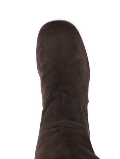 Casadei Cleo Kate 85mm Suede Boots In Brown